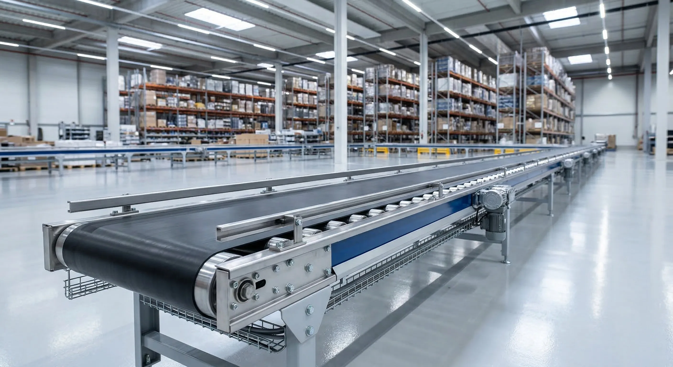 Material handling conveyor system installed in a Dallas TX area warehouse