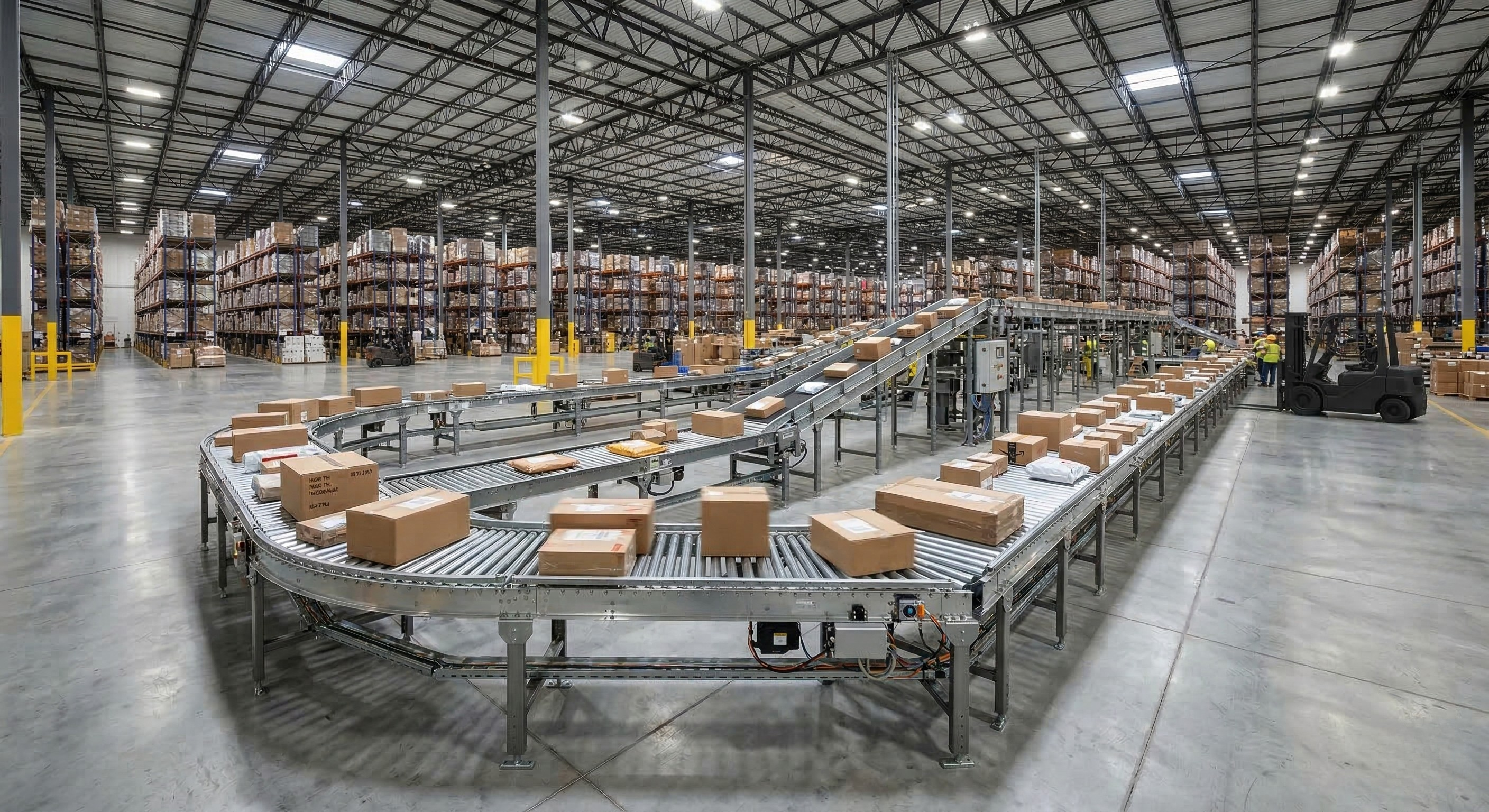 Material handling conveyor system installed in a Dallas TX area warehouse