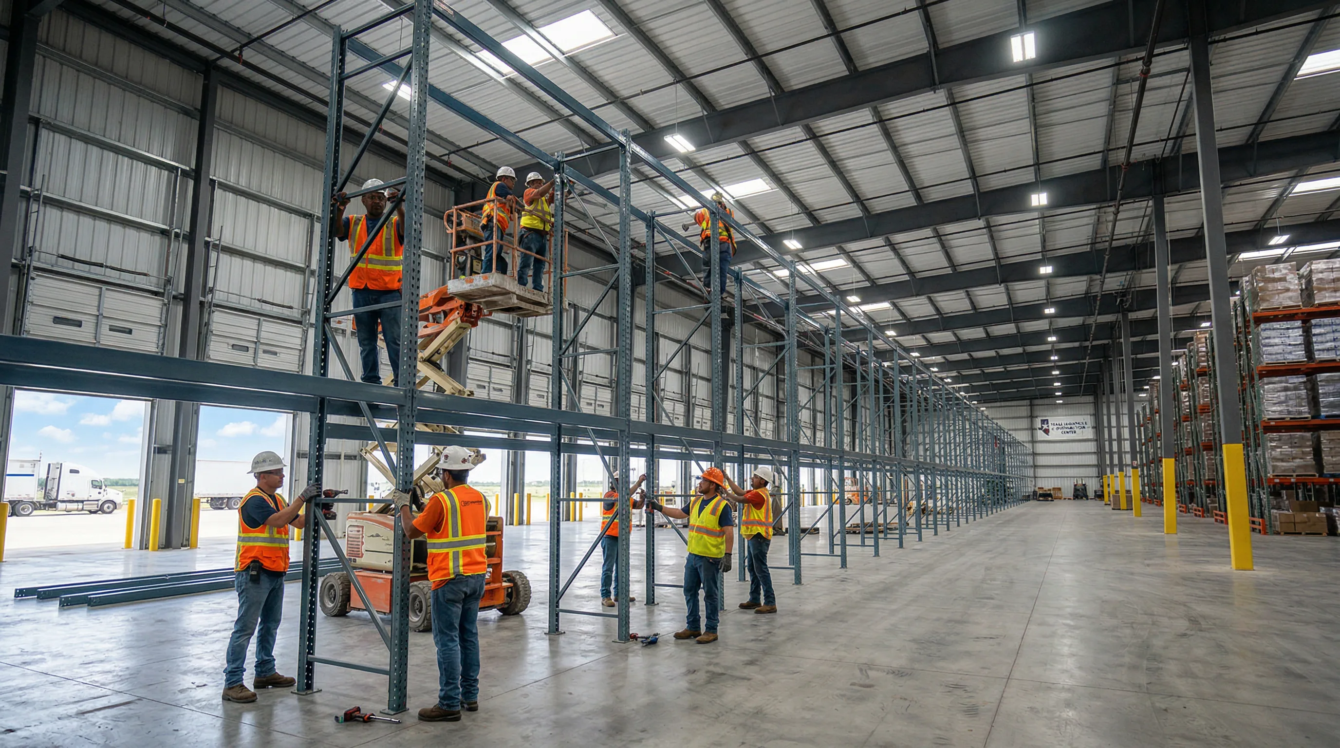 Pallet racking installation in a Dallas TX warehouse facility